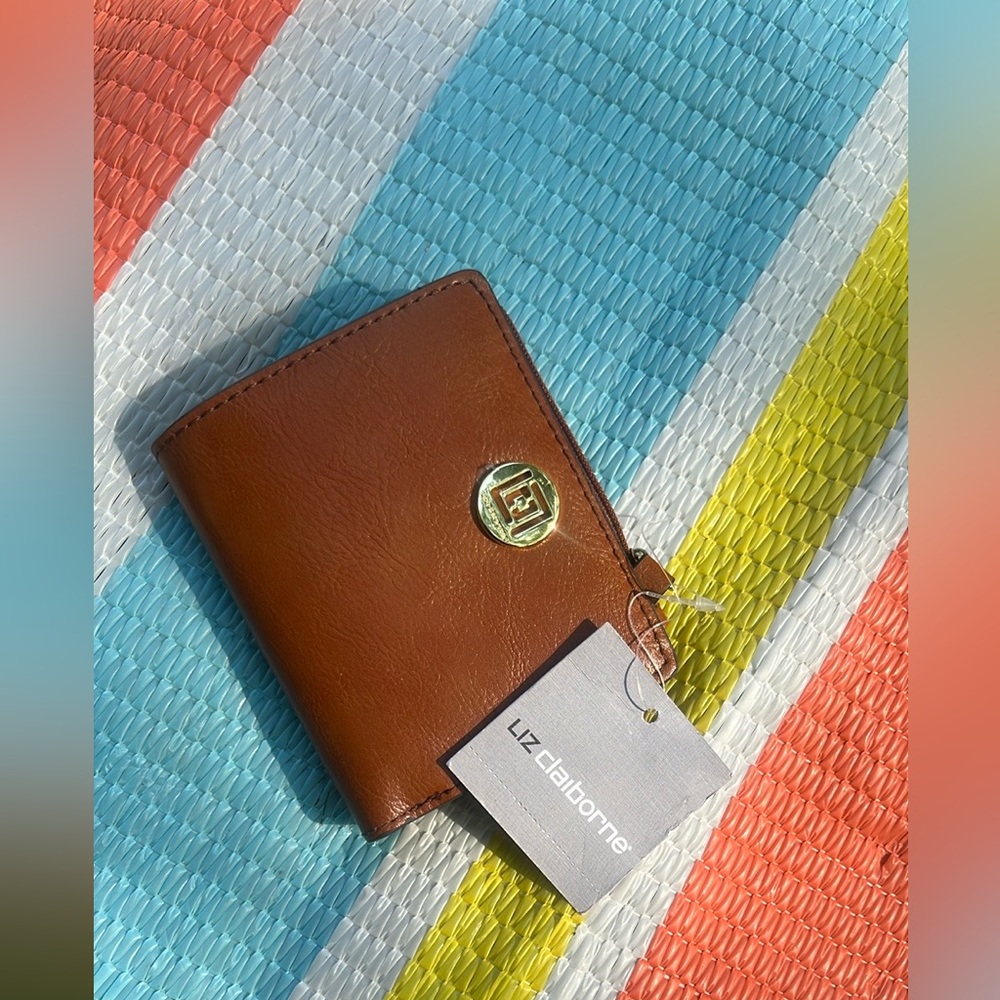 NWT- Liz Claiborne Brown Leather Wallets Minimalist Design
